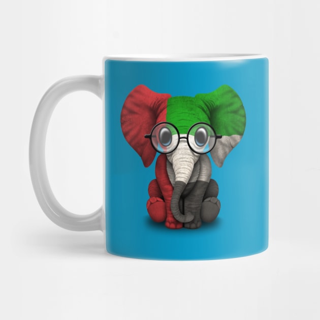 Baby Elephant with Glasses and UAE Flag by jeffbartels